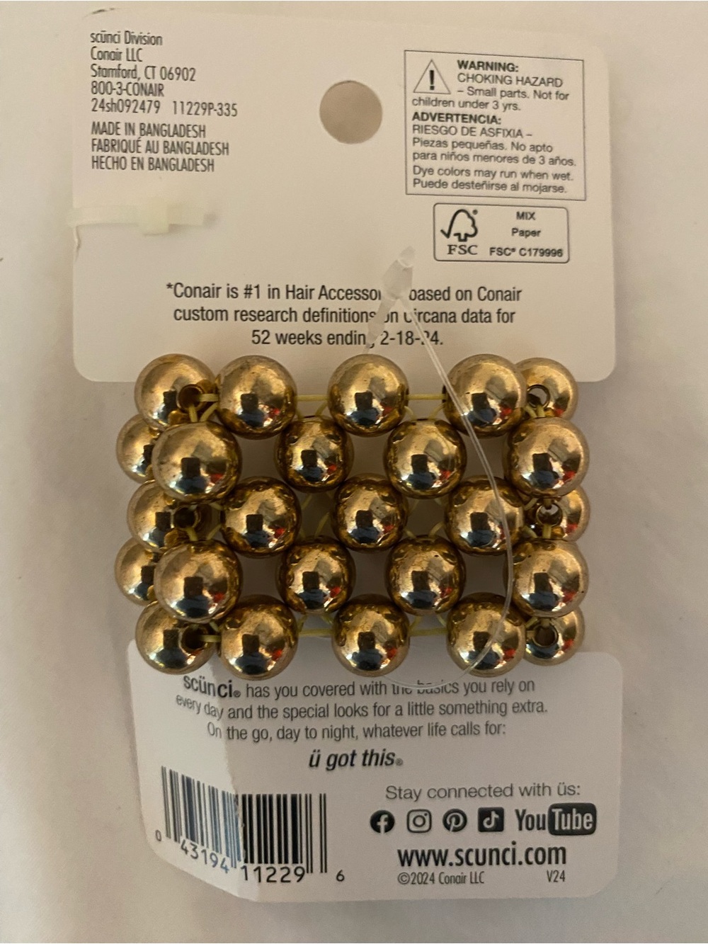 Scunci Gold Beaded Ponytailer Hair Tie - NEW! - Picture 3 of 6